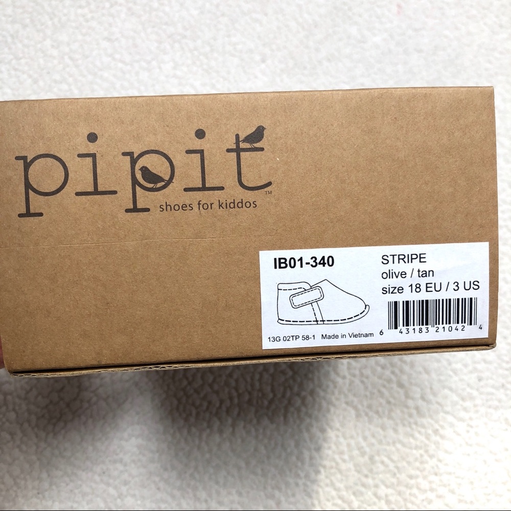 Pipit Suede Stripe Olive Green Baby Shoes Size 3 - Picture 9 of 11
